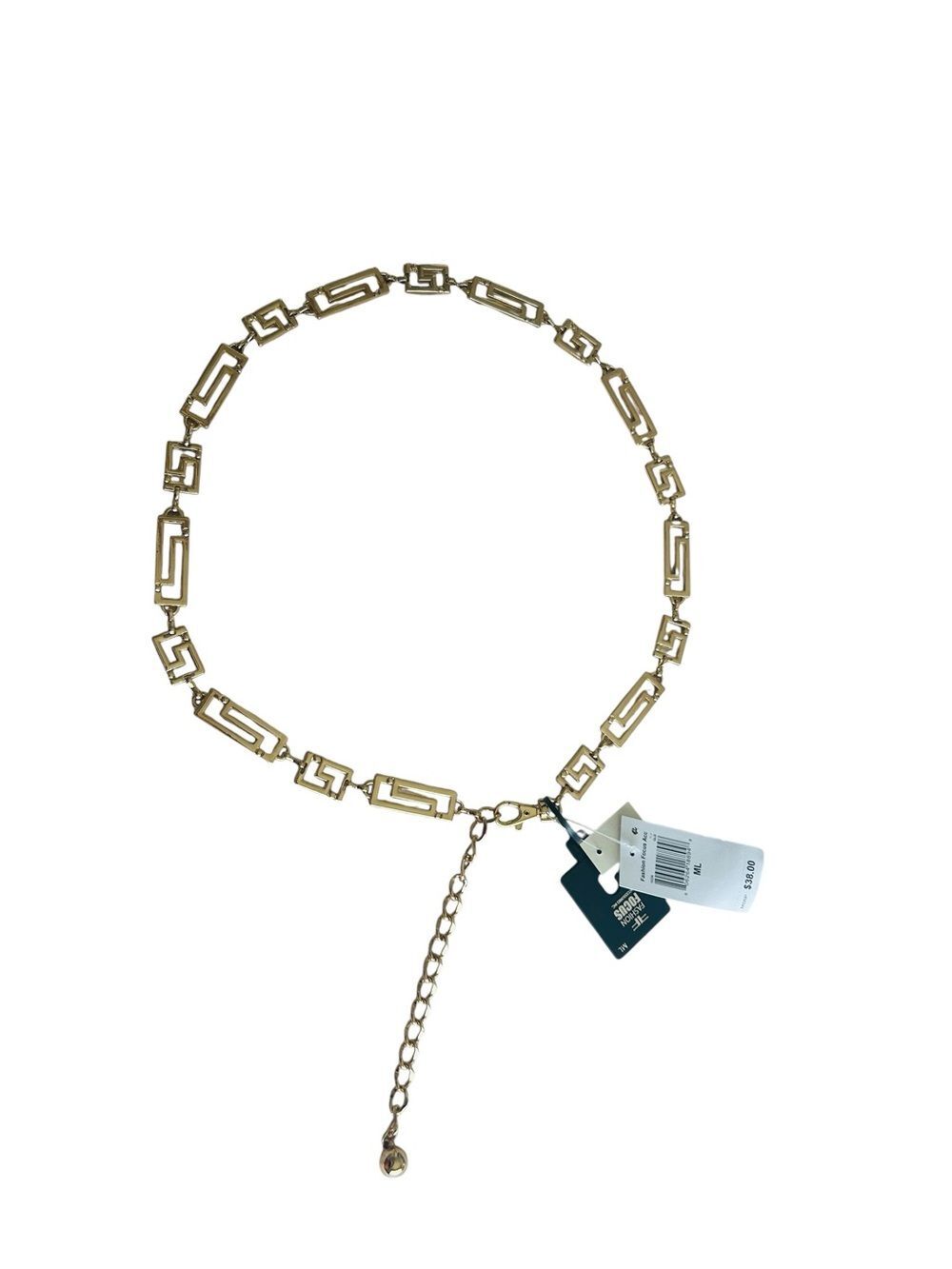 Fashion Focus Gold-Link Greek Key Chain Belt for Women Size M/L